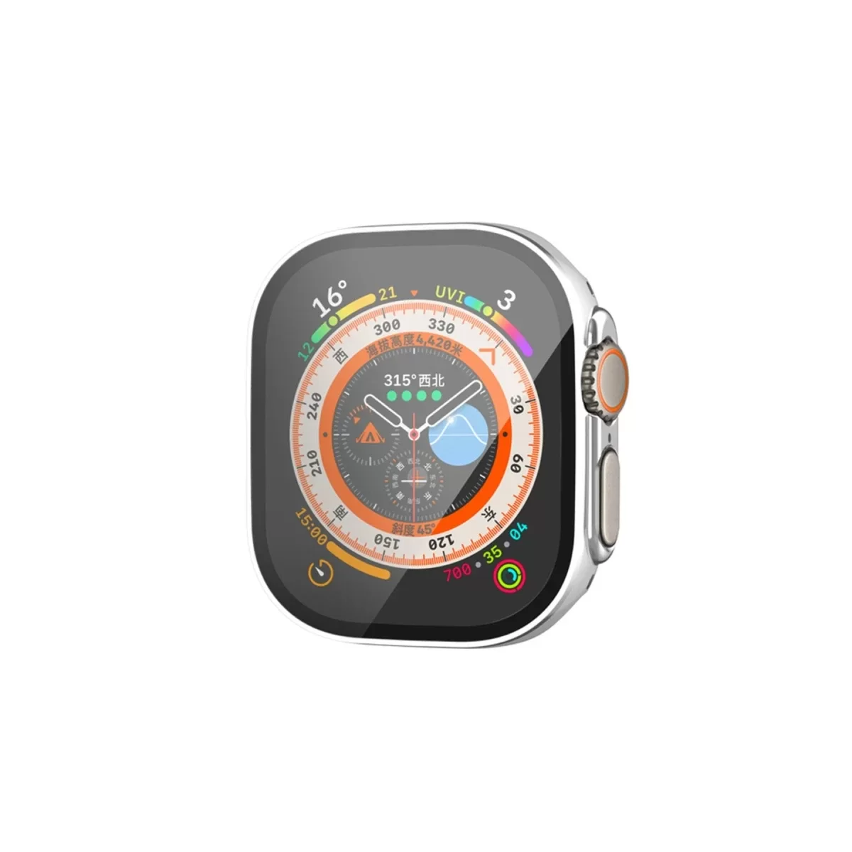 Newface Apple Watch Ultra 49mm Legend Camlı Kasa Ekran Koruyucu - Gümüş