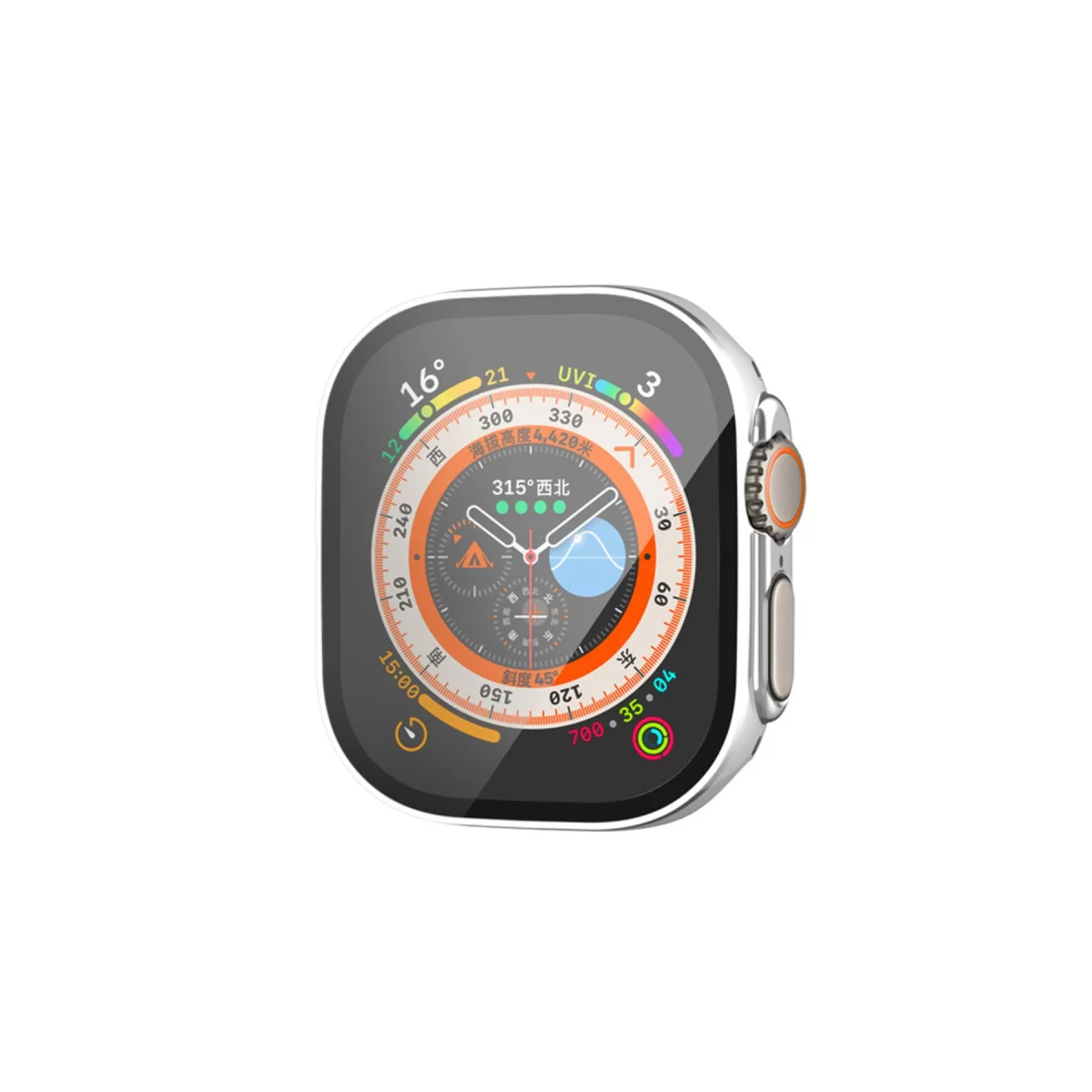 Newface Apple Watch Ultra 49mm Legend Camlı Kasa Ekran Koruyucu - Gümüş