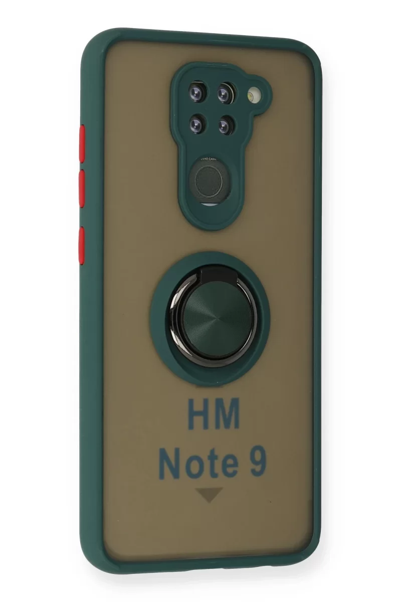 Newface Xiaomi Redmi Note 9 Kılıf Montreal Yüzüklü Silikon Kapak - Yeşil