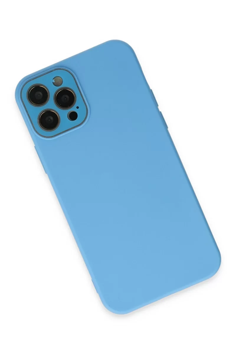 Newface Apple iPhone 12 Pro Max Kılıf Lansman Glass Kapak - Mavi