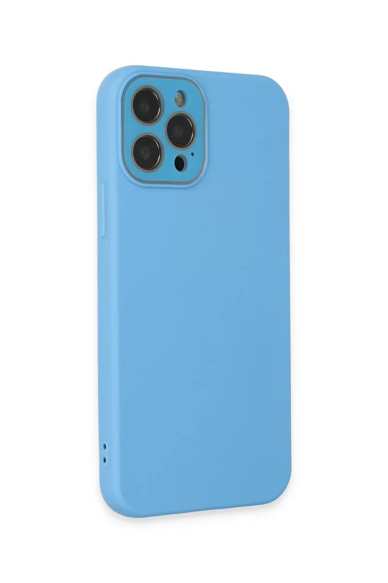 Newface Apple iPhone 12 Pro Max Kılıf Lansman Glass Kapak - Mavi