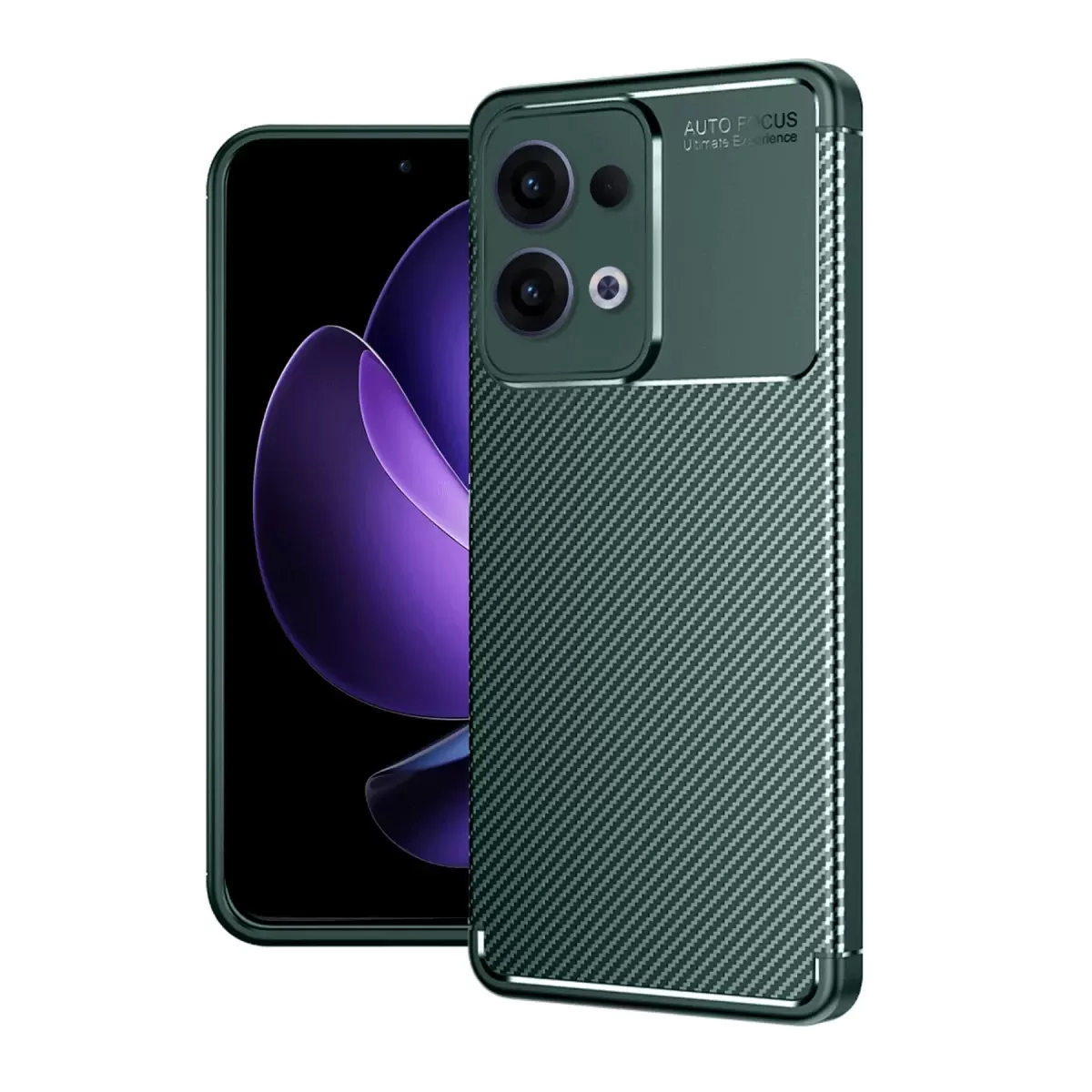 Newface Oppo Reno 13 Pro Kılıf Auto Focus Karbon Kapak - Koyu Yeşil