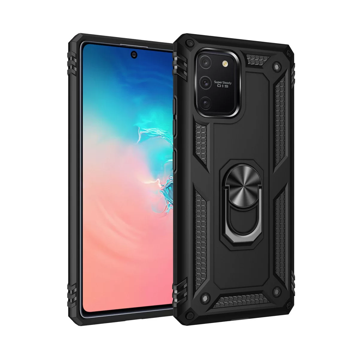 Newface Samsung Galaxy A91 / S10 Lite Kılıf Sofya Yüzüklü Silikon Kapak - Siyah