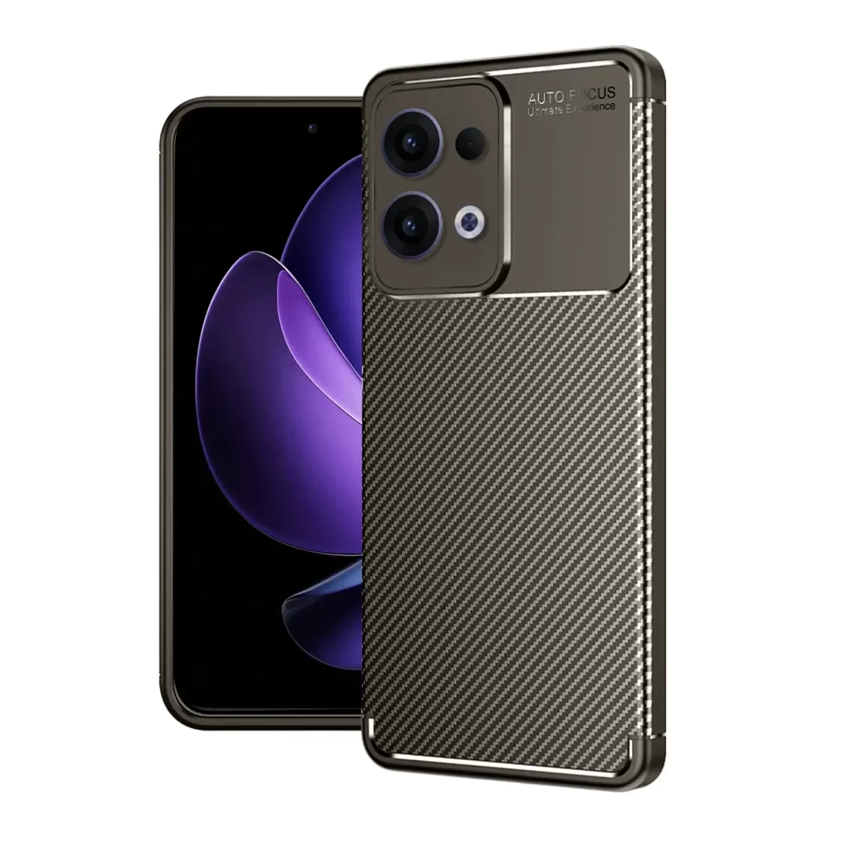 Newface Oppo Reno 13 Pro Kılıf Auto Focus Karbon Kapak - Kahverengi