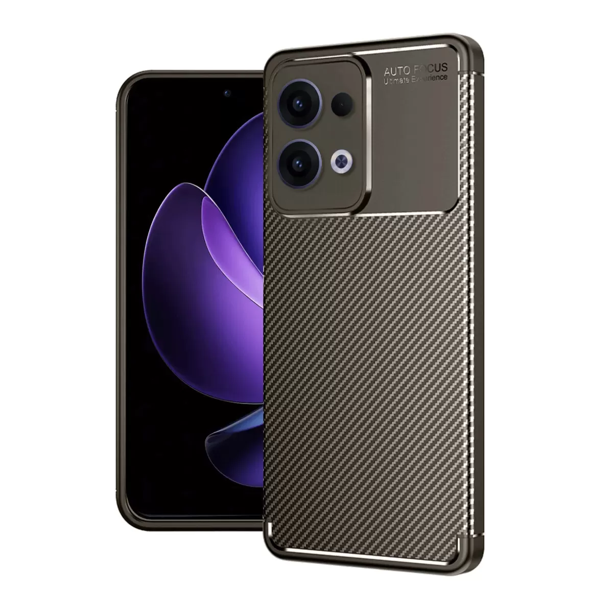 Newface Oppo Reno 13 Pro Kılıf Auto Focus Karbon Kapak - Kahverengi