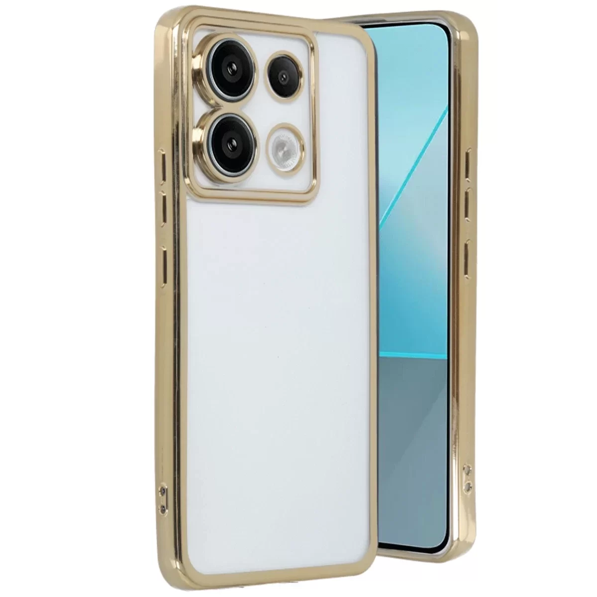 Newface Xiaomi Poco X6 Kılıf Razer Lensli Silikon - Gold