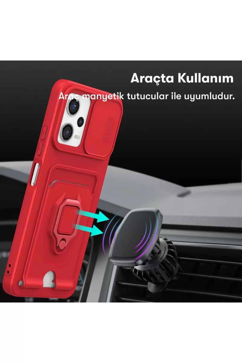 Newface Xiaomi Poco X5 5G Kılıf Zuma Kartvizitli Yüzüklü Silikon - Lila