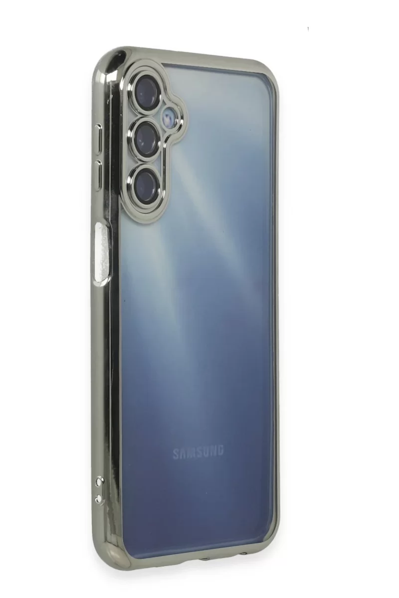 Newface Samsung Galaxy A55 5G Kılıf Razer Lensli Silikon - Gümüş