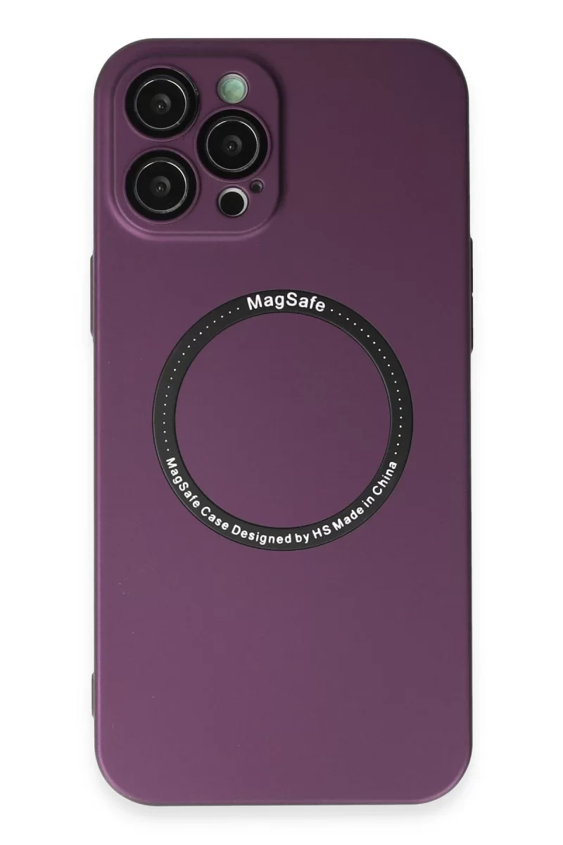 Newface Apple iPhone 12 Pro Kılıf Jack Magneticsafe Lens Silikon - Mürdüm
