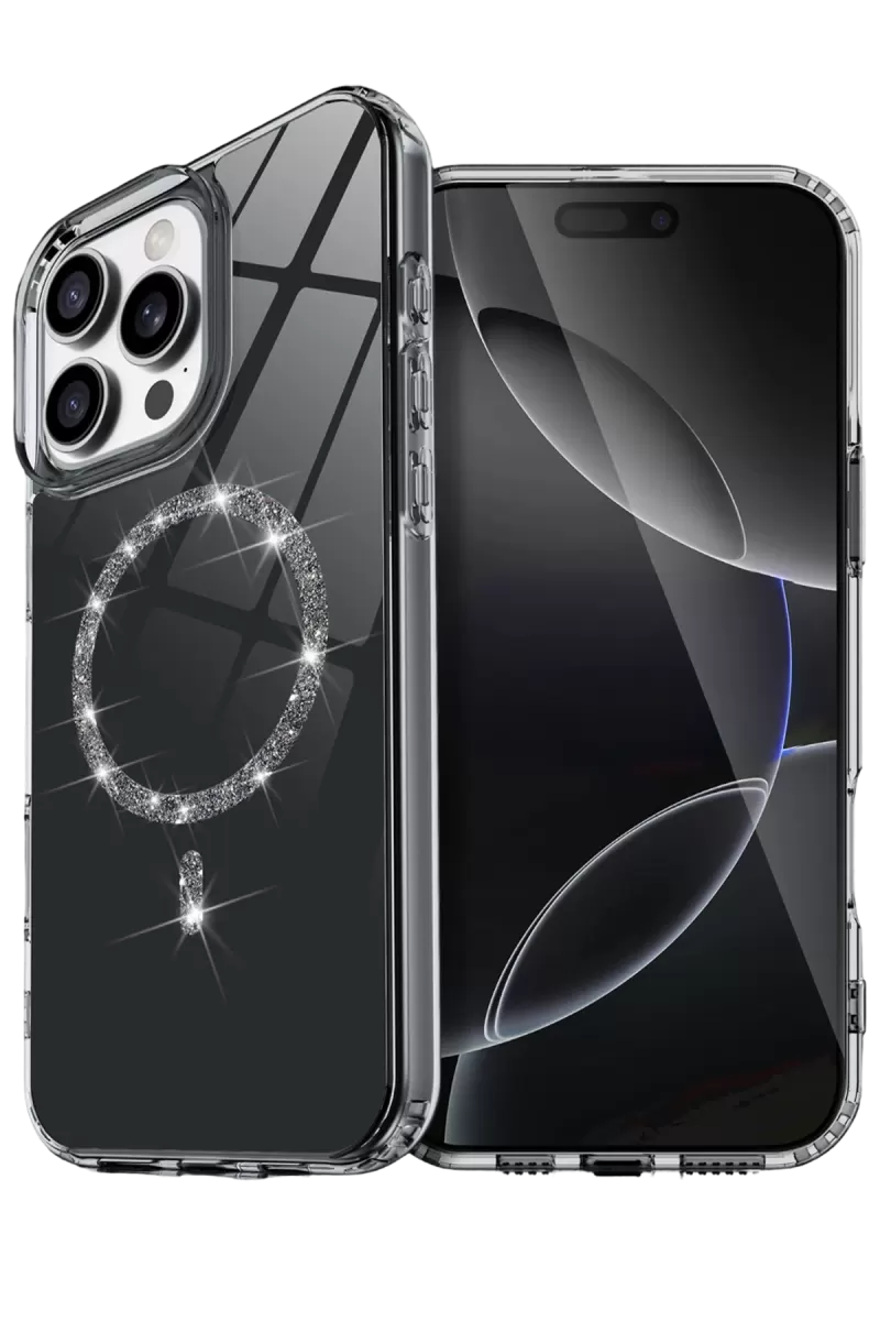 Newface Apple iPhone 16 Pro Max Live Diamond Magsafe Kapak - Siyah