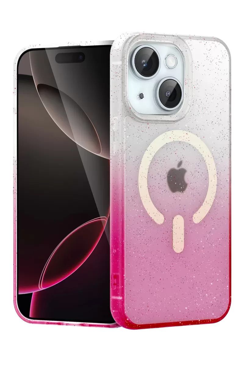 Newface Apple iPhone 14 Pummel Shiny Magsafe Kapak - Pembe