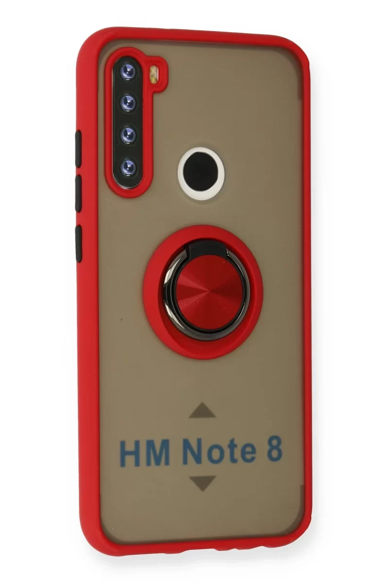 Newface Xiaomi Redmi Note 8 Kılıf Montreal Yüzüklü Silikon Kapak - Kırmızı