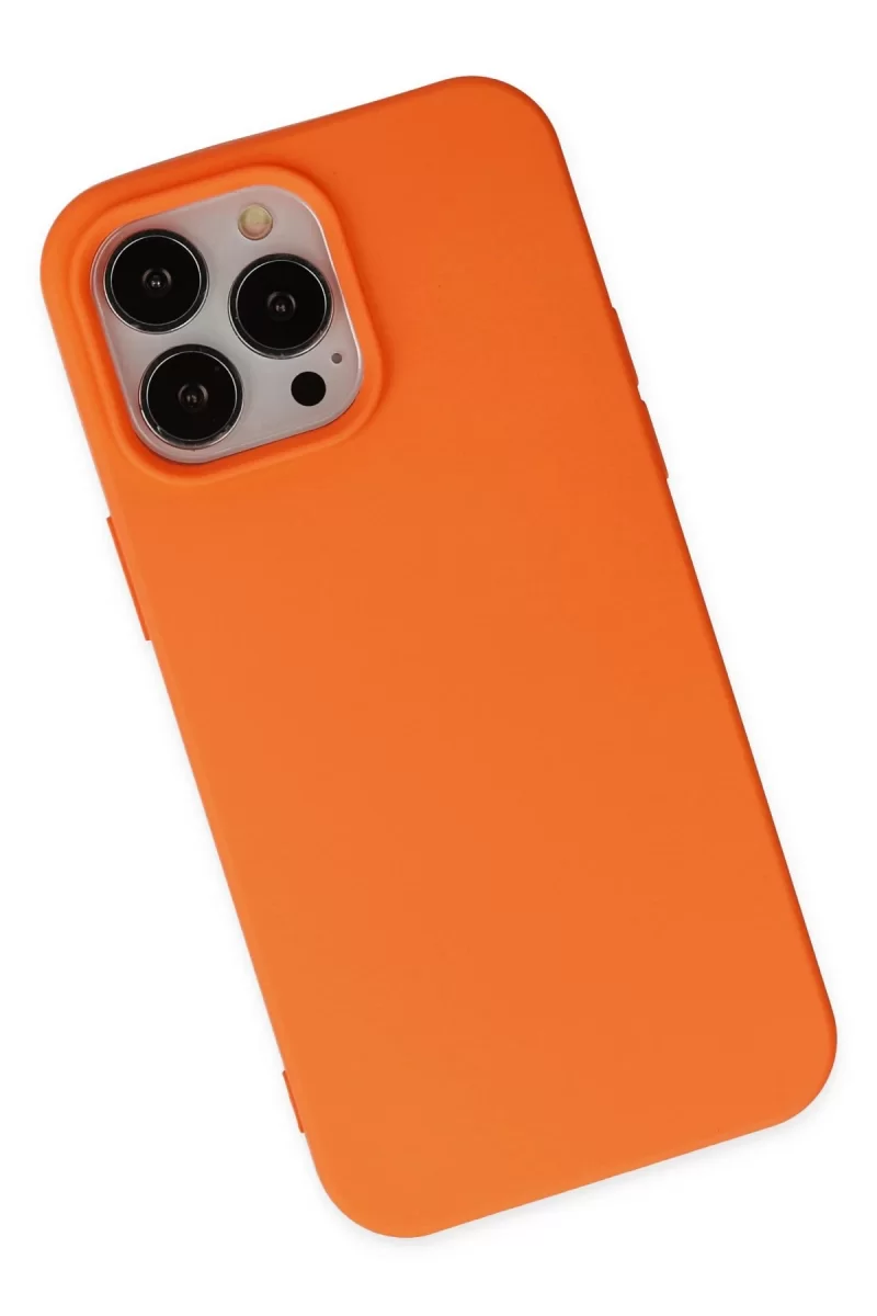 Newface Apple iPhone 14 Pro Kılıf Nano içi Kadife Silikon - Turuncu