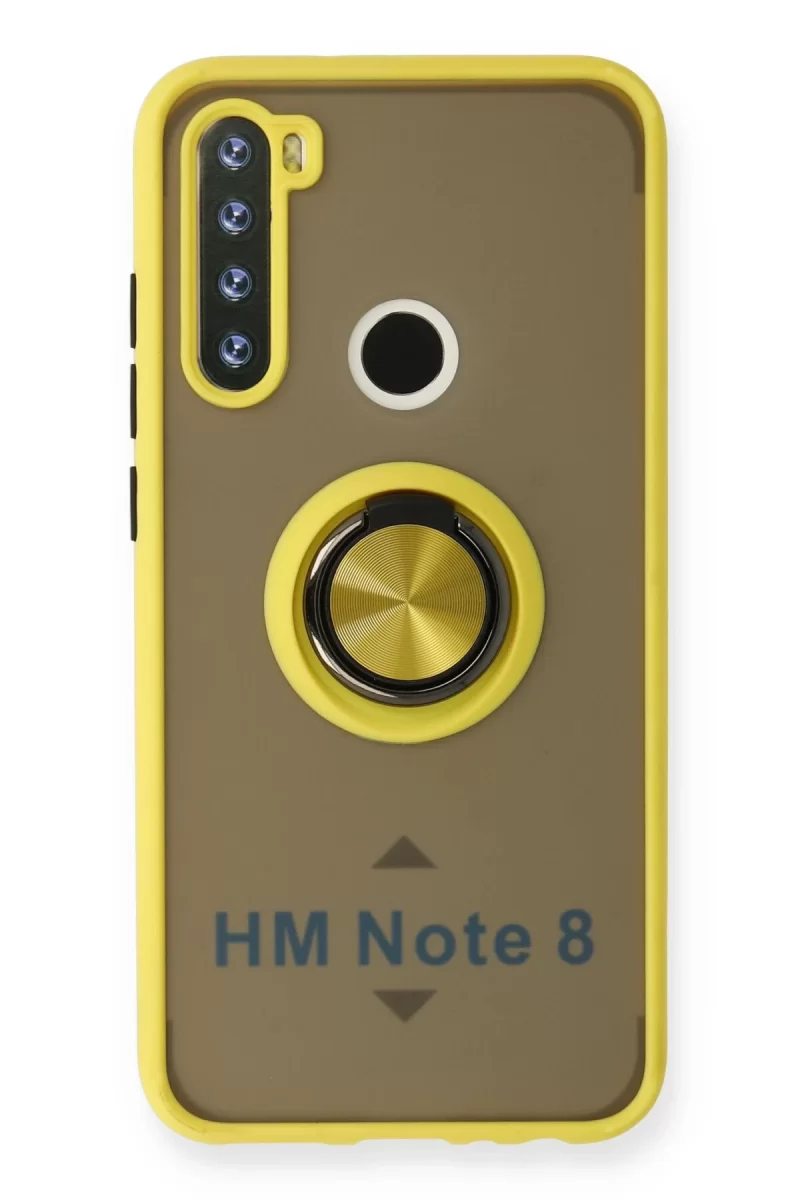 Newface Xiaomi Redmi Note 8 Kılıf Montreal Yüzüklü Silikon Kapak - Sarı