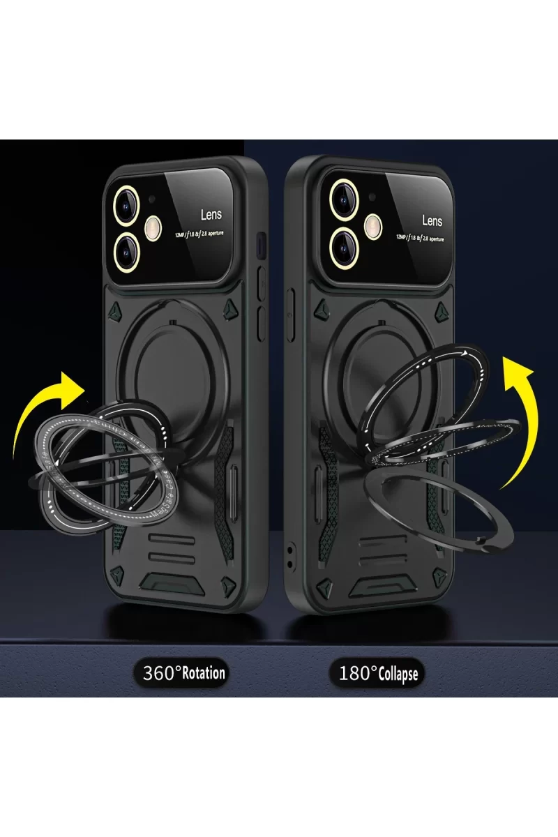 Newface Apple iPhone 11 Kılıf Joy Lens Standlı Kapak - Kırmızı