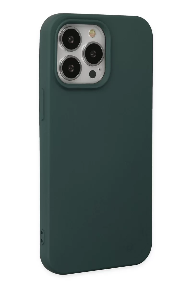 Newface Apple iPhone 14 Pro Kılıf Nano içi Kadife Silikon - Koyu Yeşil