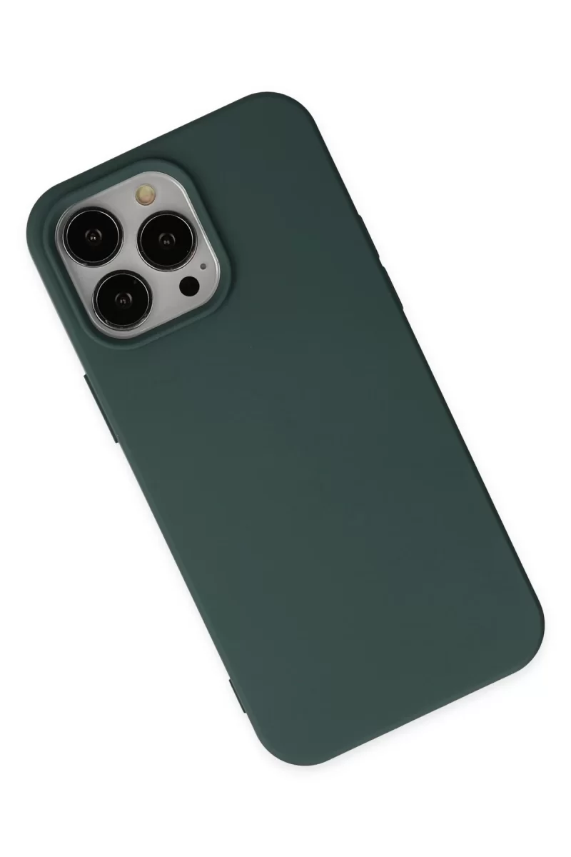 Newface Apple iPhone 14 Pro Kılıf Nano içi Kadife Silikon - Koyu Yeşil
