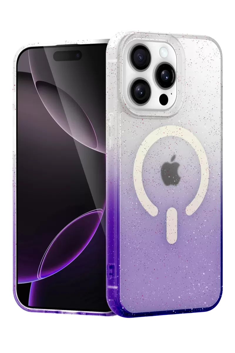 Newface Apple iPhone 15 Pro Max Pummel Shiny Magsafe Kapak - Mor