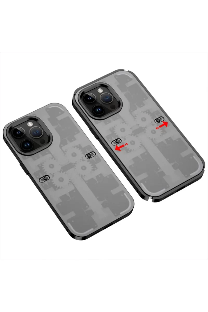 Newface Apple iPhone 14 Pro Kılıf Mekanik Bumper Kapak - Siyah