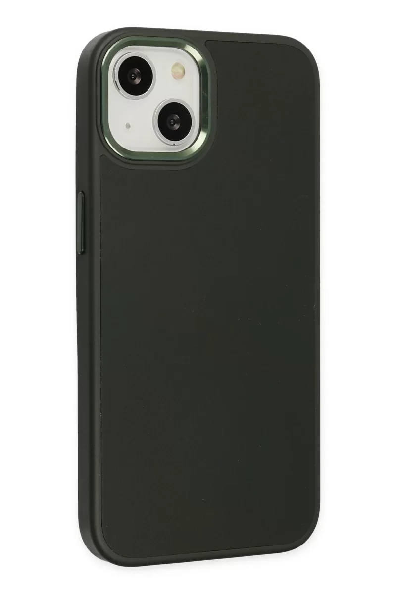 Newface Apple iPhone 14 Plus Kılıf Asya Deri Silikon - Koyu Yeşil
