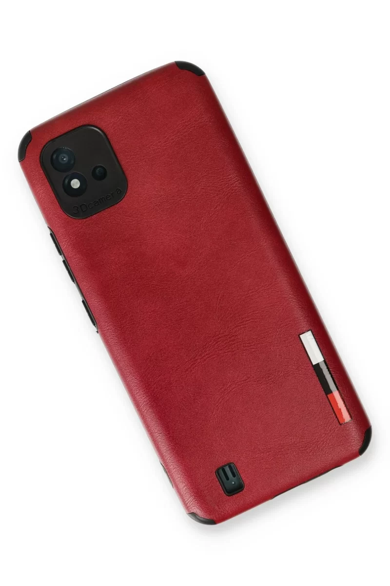 Newface Realme C11 2021 Kılıf Loop Deri Silikon - Kırmızı