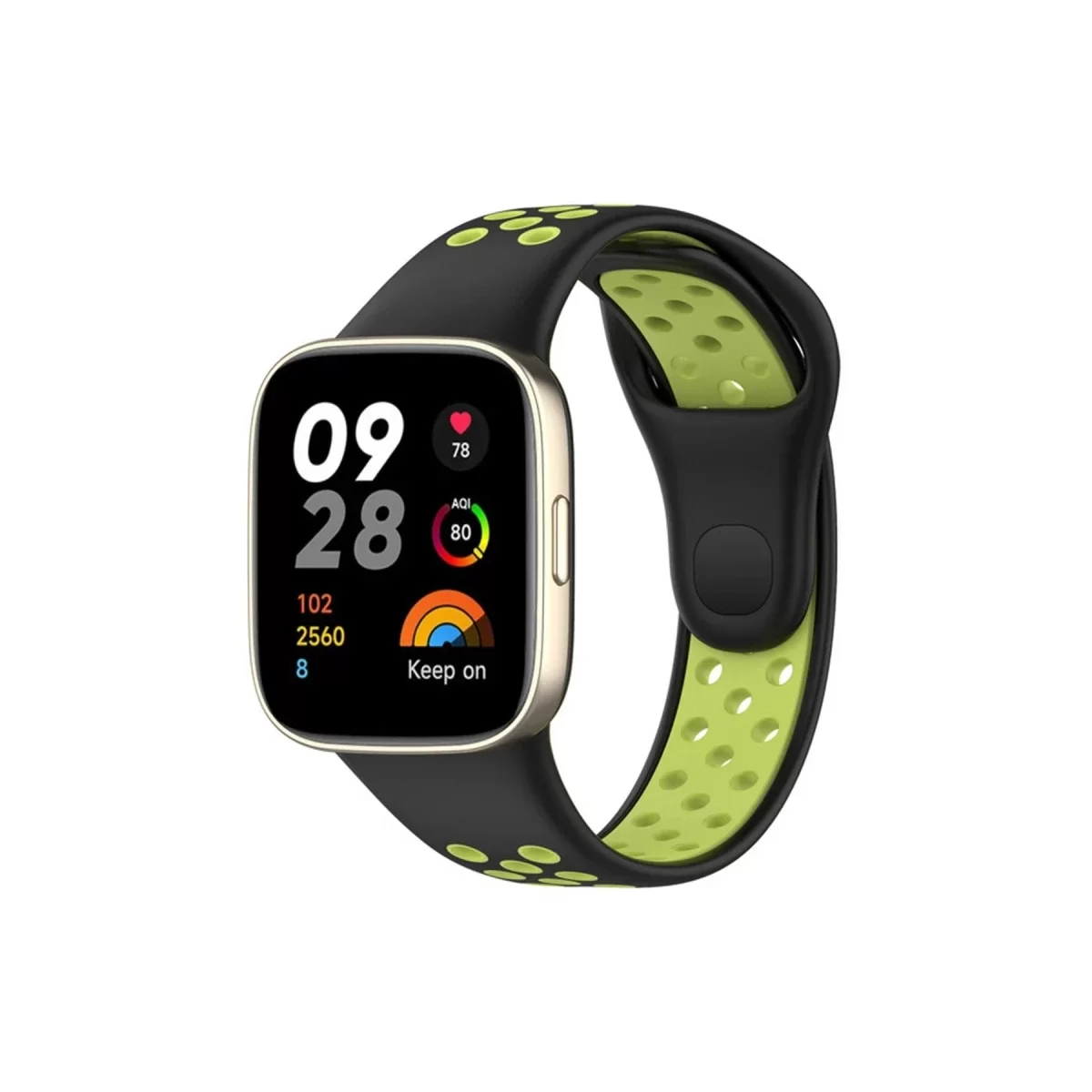 Newface Xiaomi Redmi Watch 3 Spor Delikli Kordon - Siyah-Yeşil