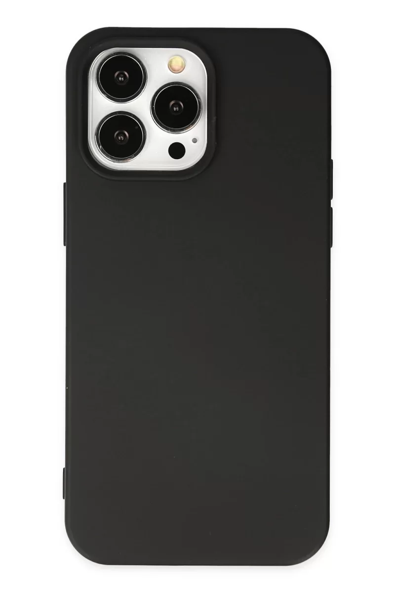 Newface Apple iPhone 14 Pro Max Kılıf Nano içi Kadife Silikon - Siyah