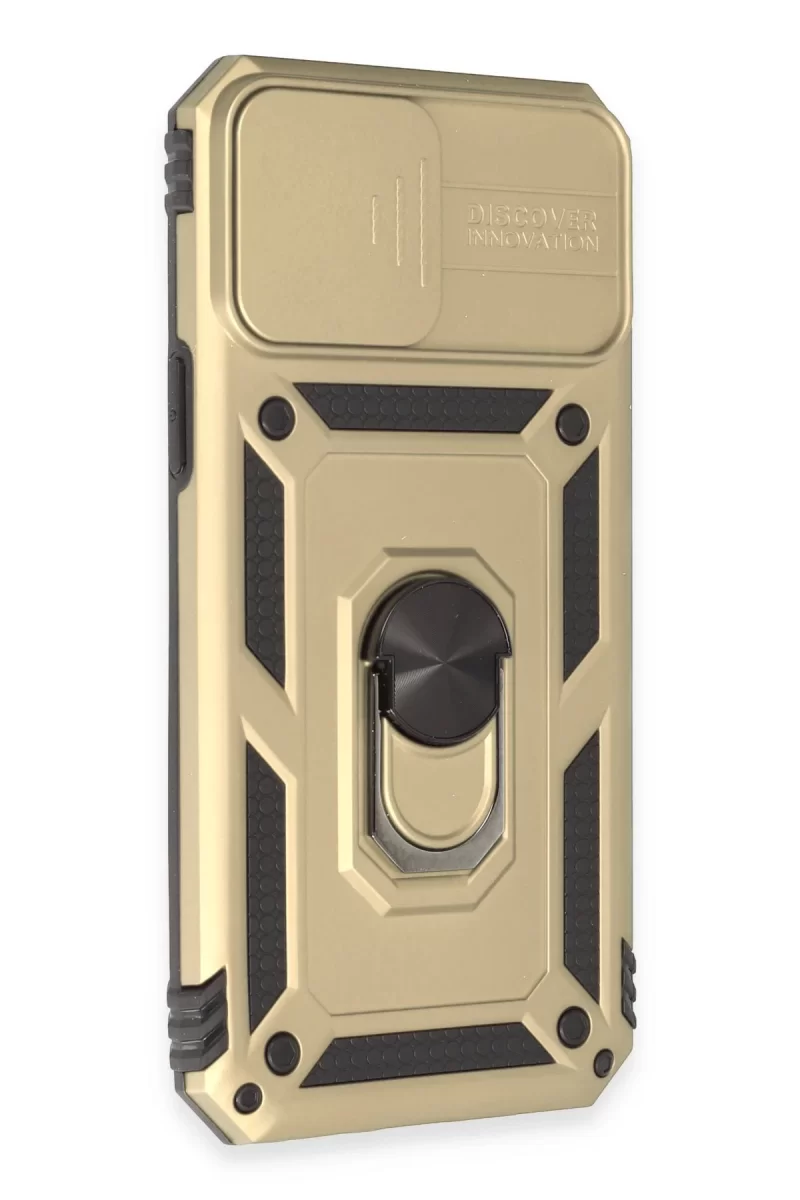 Newface Apple iPhone 12 Pro Max Kılıf Pars Lens Yüzüklü Silikon - Gold