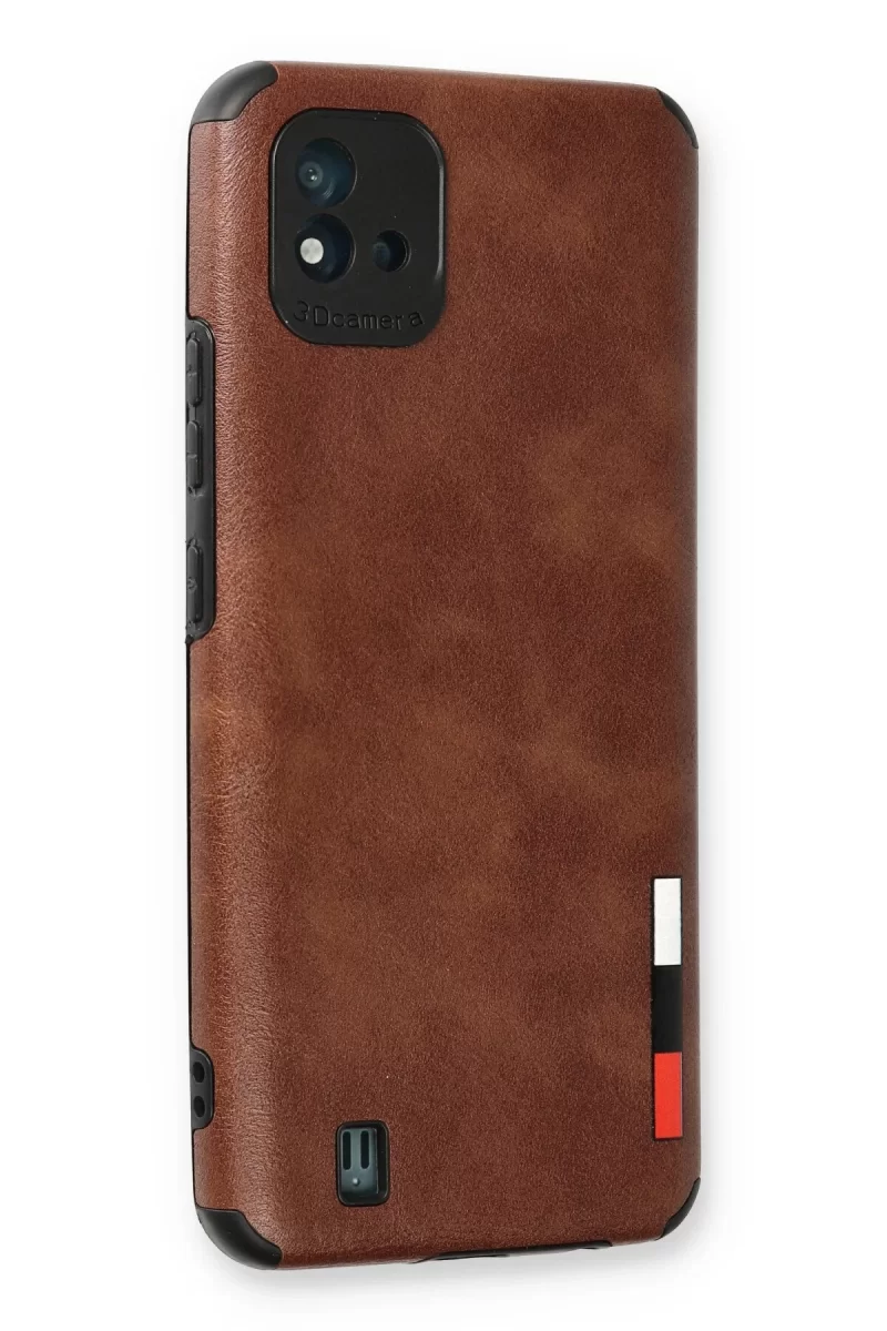 Newface Realme C11 2021 Kılıf Loop Deri Silikon - Kahverengi
