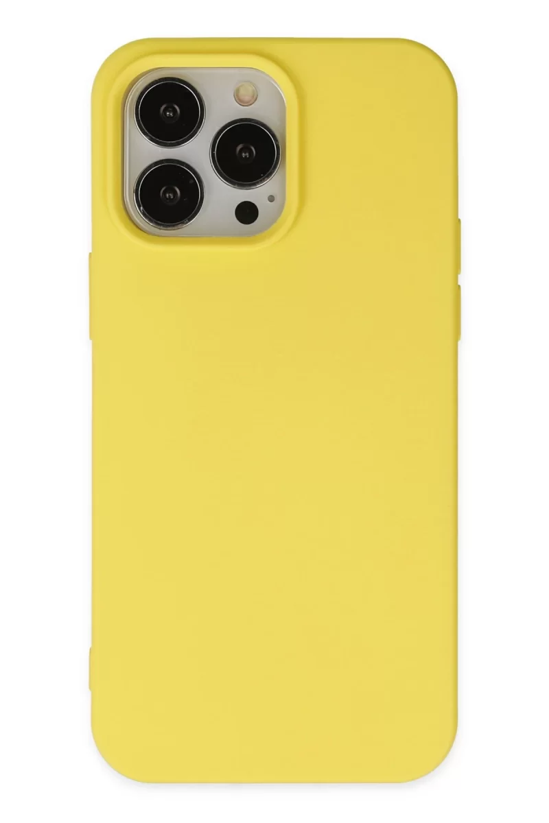 Newface Apple iPhone 14 Pro Max Kılıf Nano içi Kadife Silikon - Sarı