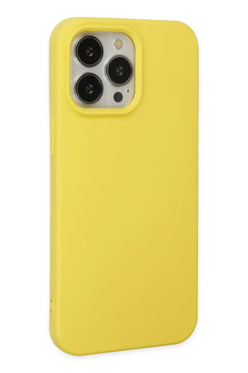 Newface Apple iPhone 14 Pro Max Kılıf Nano içi Kadife Silikon - Sarı