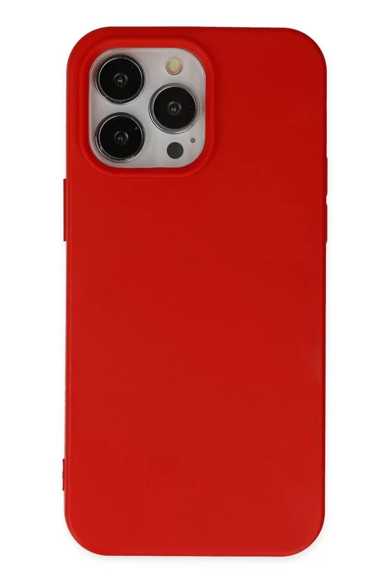 Newface Apple iPhone 14 Pro Max Kılıf Nano içi Kadife Silikon - Kırmızı