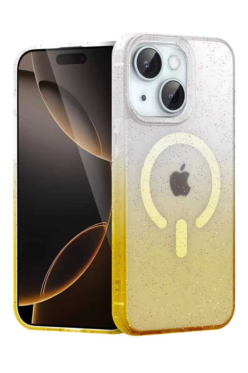 Newface Apple iPhone 15 Pummel Shiny Magsafe Kapak - Gold