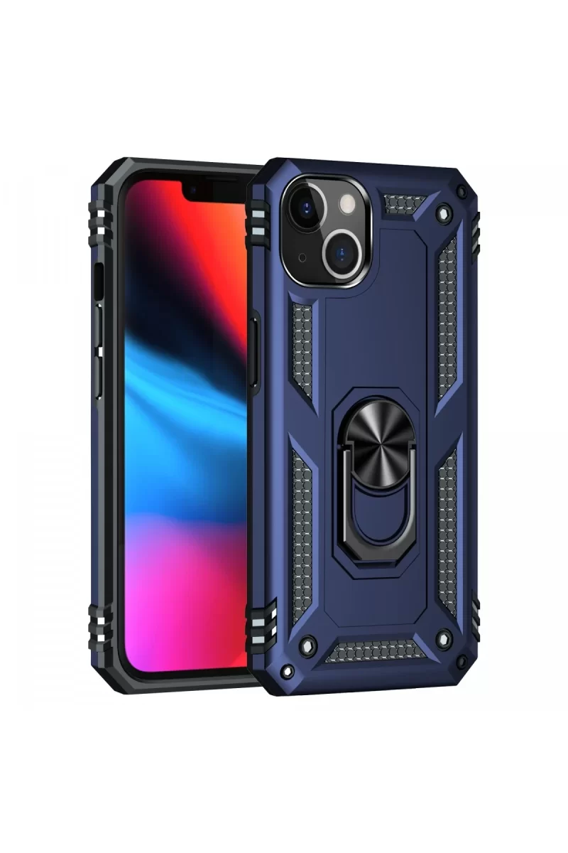 Newface Apple iPhone 14 Plus Kılıf Sofya Yüzüklü Silikon Kapak - Lacivert