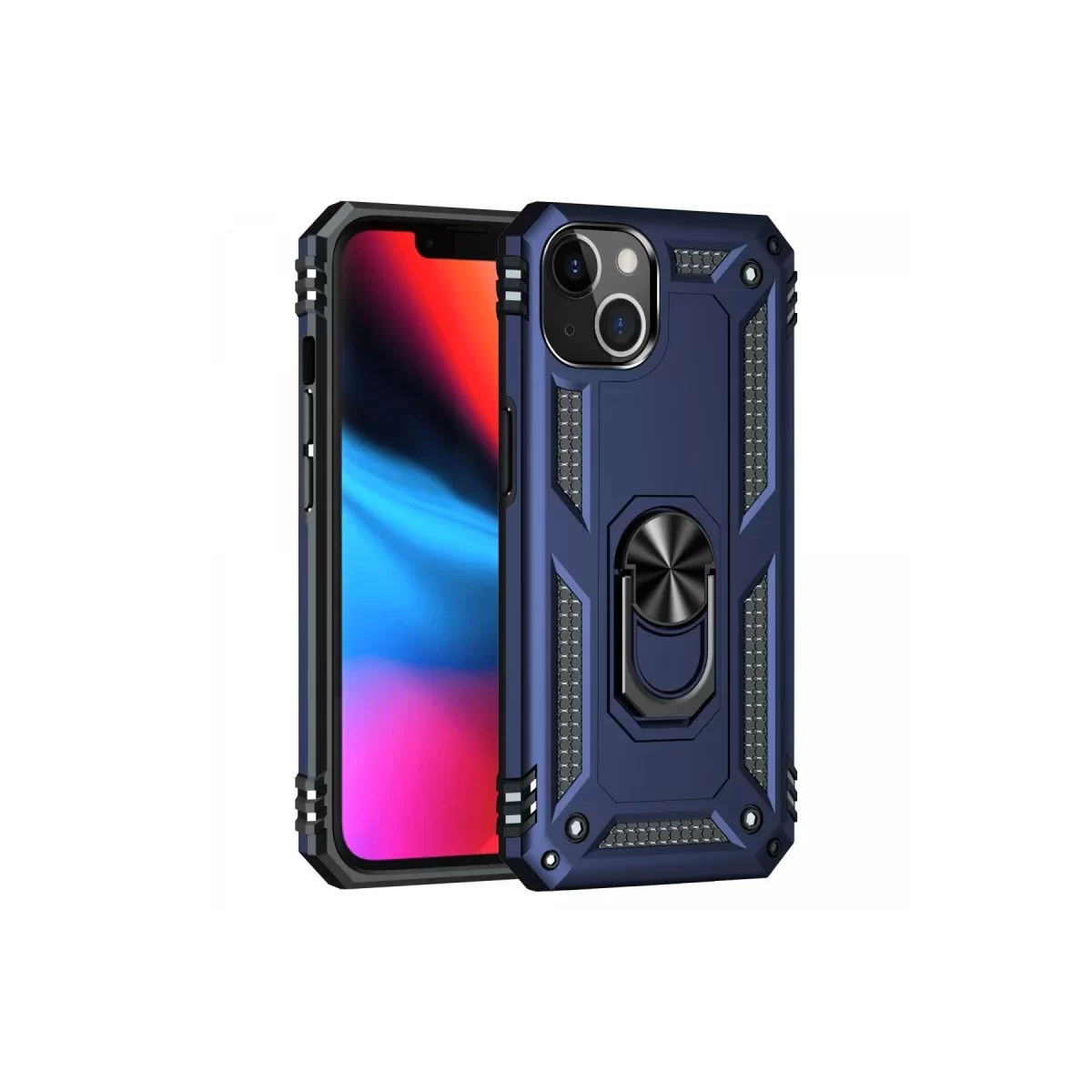 Newface Apple iPhone 14 Plus Kılıf Sofya Yüzüklü Silikon Kapak - Lacivert