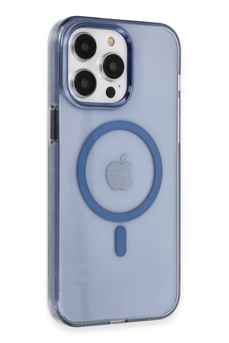 Newface Apple iPhone 14 Pro Kılıf Tron Şeffaf Magsafe Kapak - Mavi