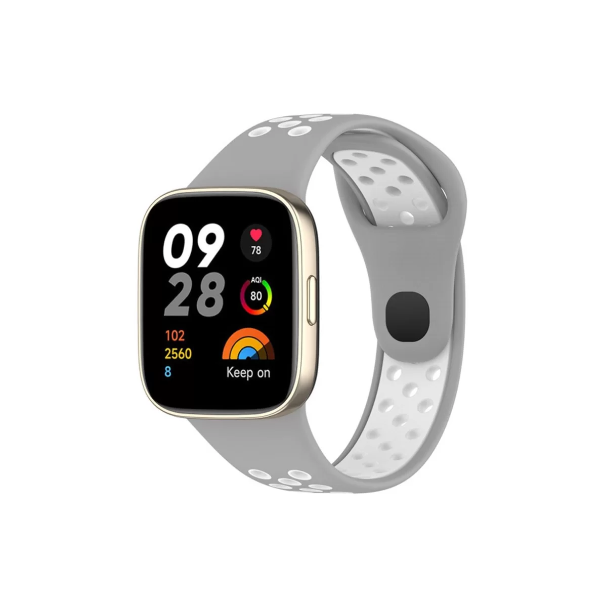Newface Xiaomi Redmi Watch 3 Spor Delikli Kordon - Gri-Beyaz