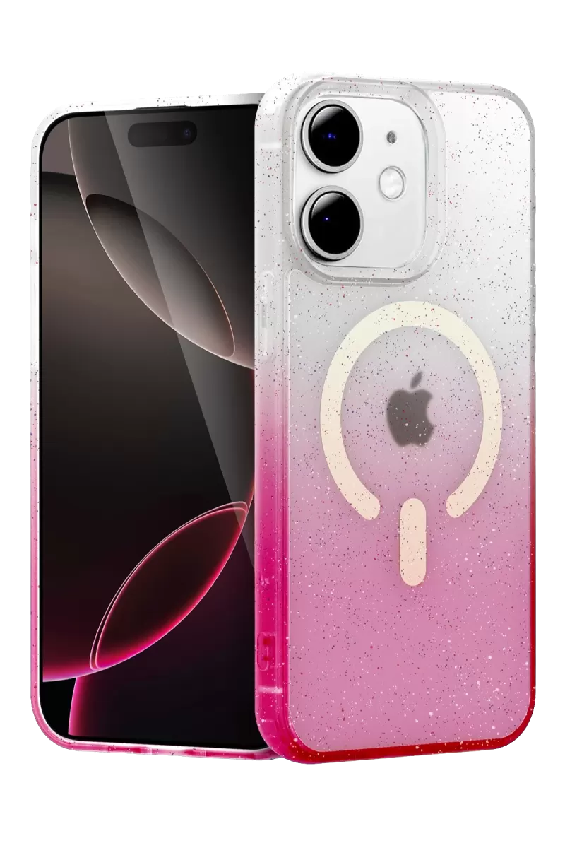Newface Apple iPhone 12 Pummel Shiny Magsafe Kapak - Pembe