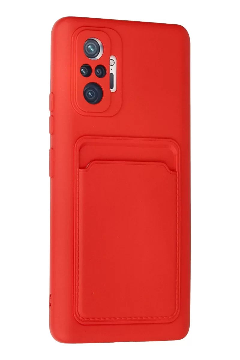 Newface Xiaomi Redmi Note 10 Pro Kılıf Kelvin Kartvizitli Silikon - Kırmızı
