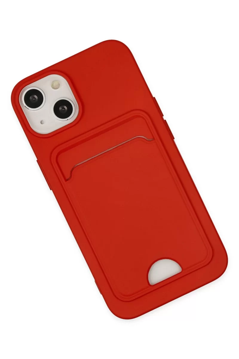 Newface Apple iPhone 14 Plus Kılıf Kelvin Kartvizitli Silikon - Kırmızı