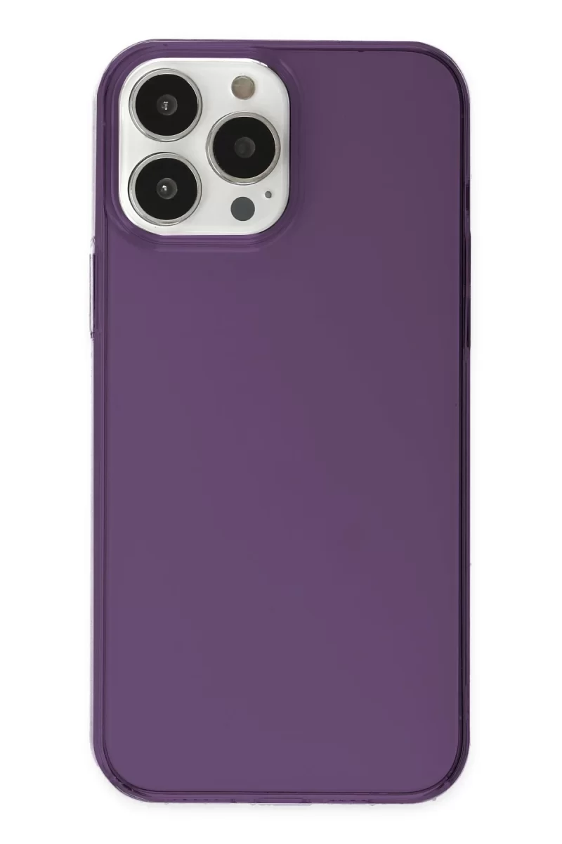 Newface Apple iPhone 14 Pro Max Kılıf Pc Sert Şeffaf Kapak - Mor