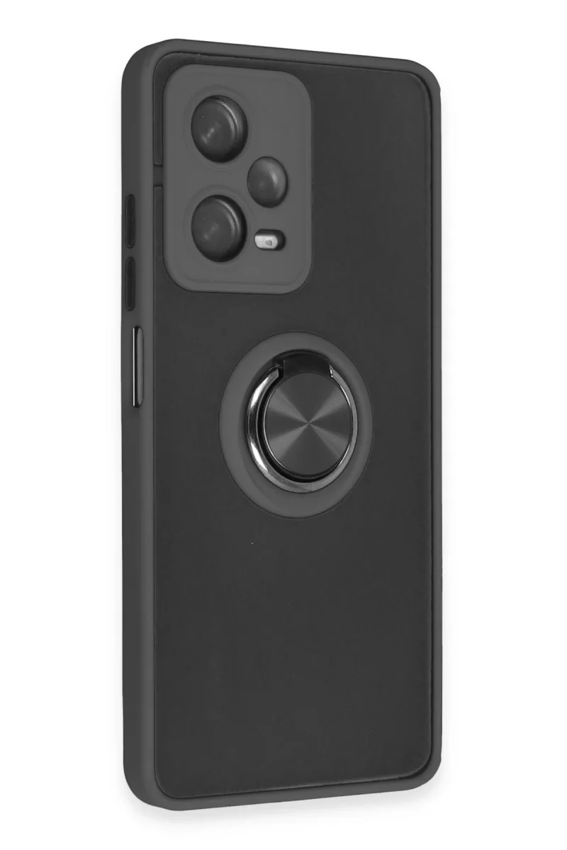 Newface Xiaomi Redmi Note 12 5G Kılıf Montreal Yüzüklü Silikon Kapak - Siyah