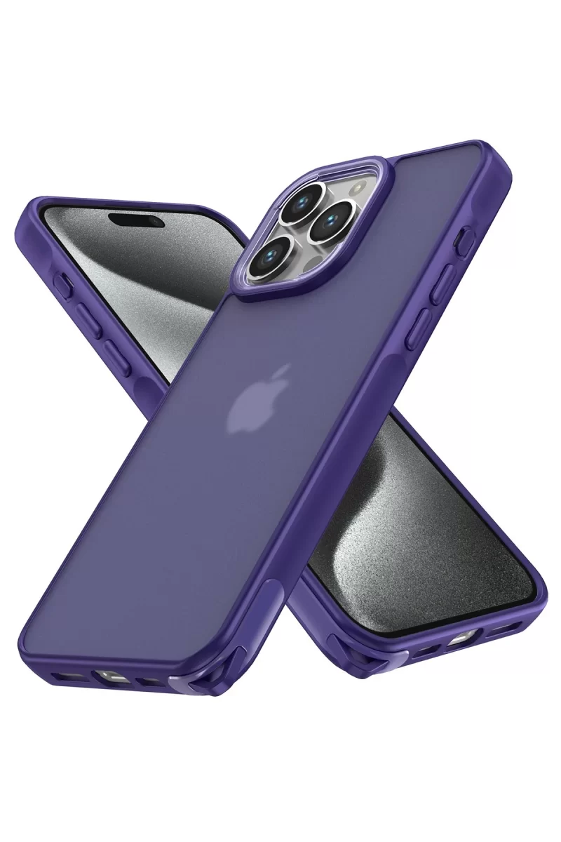 Newface Apple iPhone 15 Pro Max Kılıf Elegant Kapak - Derin Mor