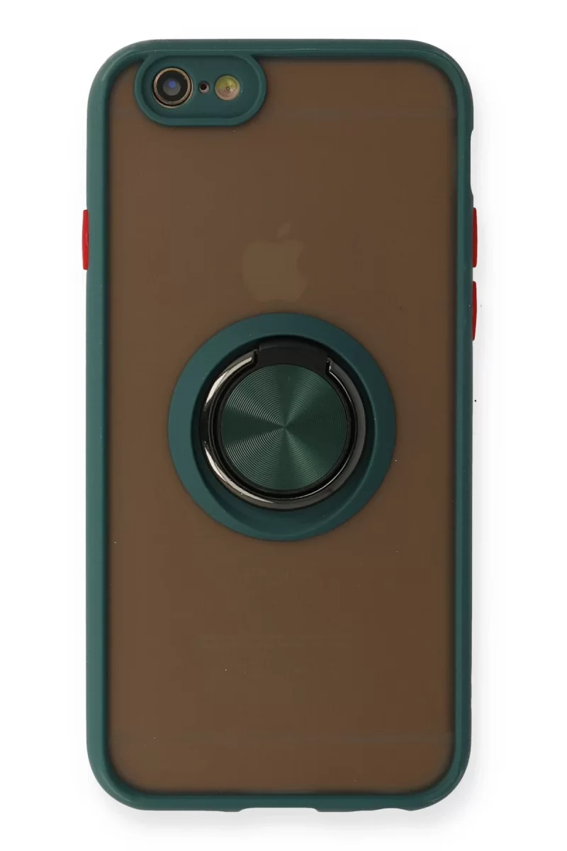Newface Apple iPhone 6 Kılıf Montreal Yüzüklü Silikon Kapak - Yeşil