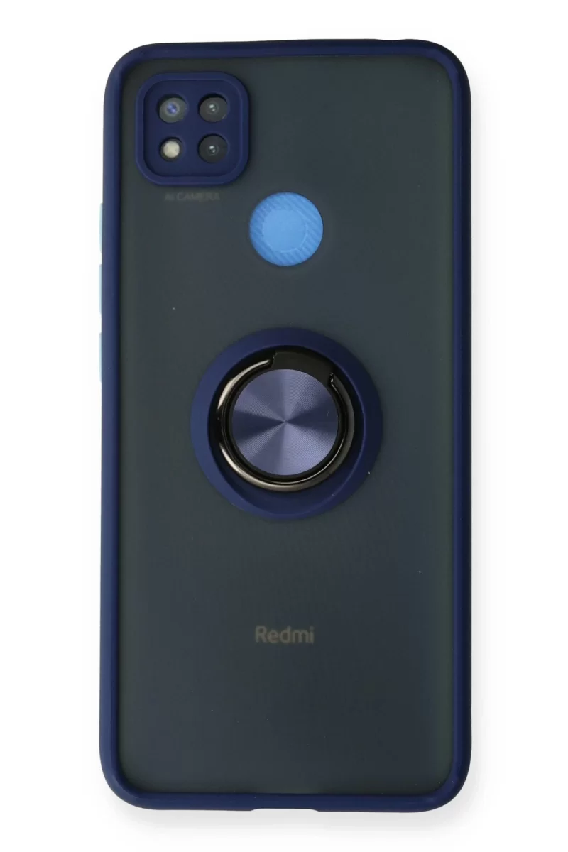 Newface Xiaomi Redmi 9C Kılıf Montreal Yüzüklü Silikon Kapak - Lacivert