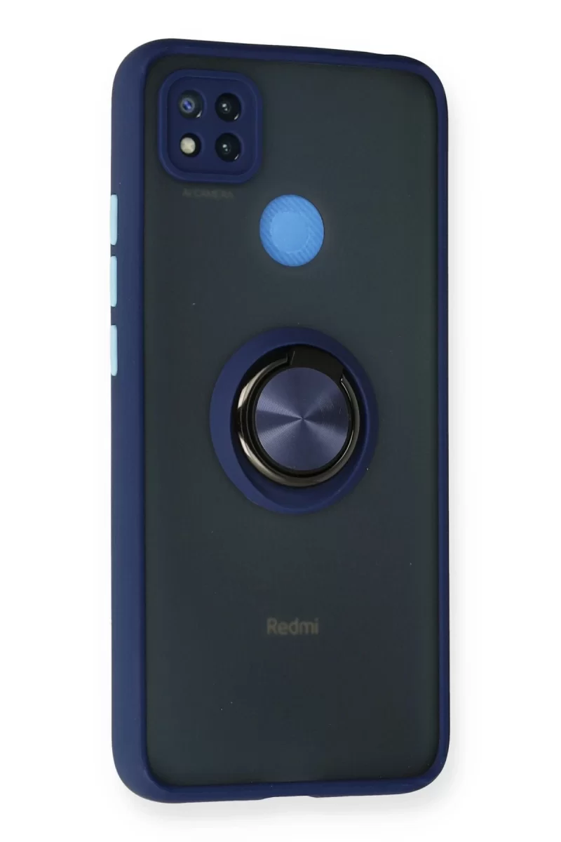Newface Xiaomi Redmi 9C Kılıf Montreal Yüzüklü Silikon Kapak - Lacivert