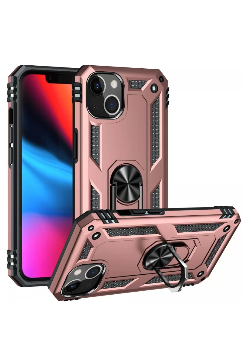 Newface Apple iPhone 14 Plus Kılıf Sofya Yüzüklü Silikon Kapak - Rose