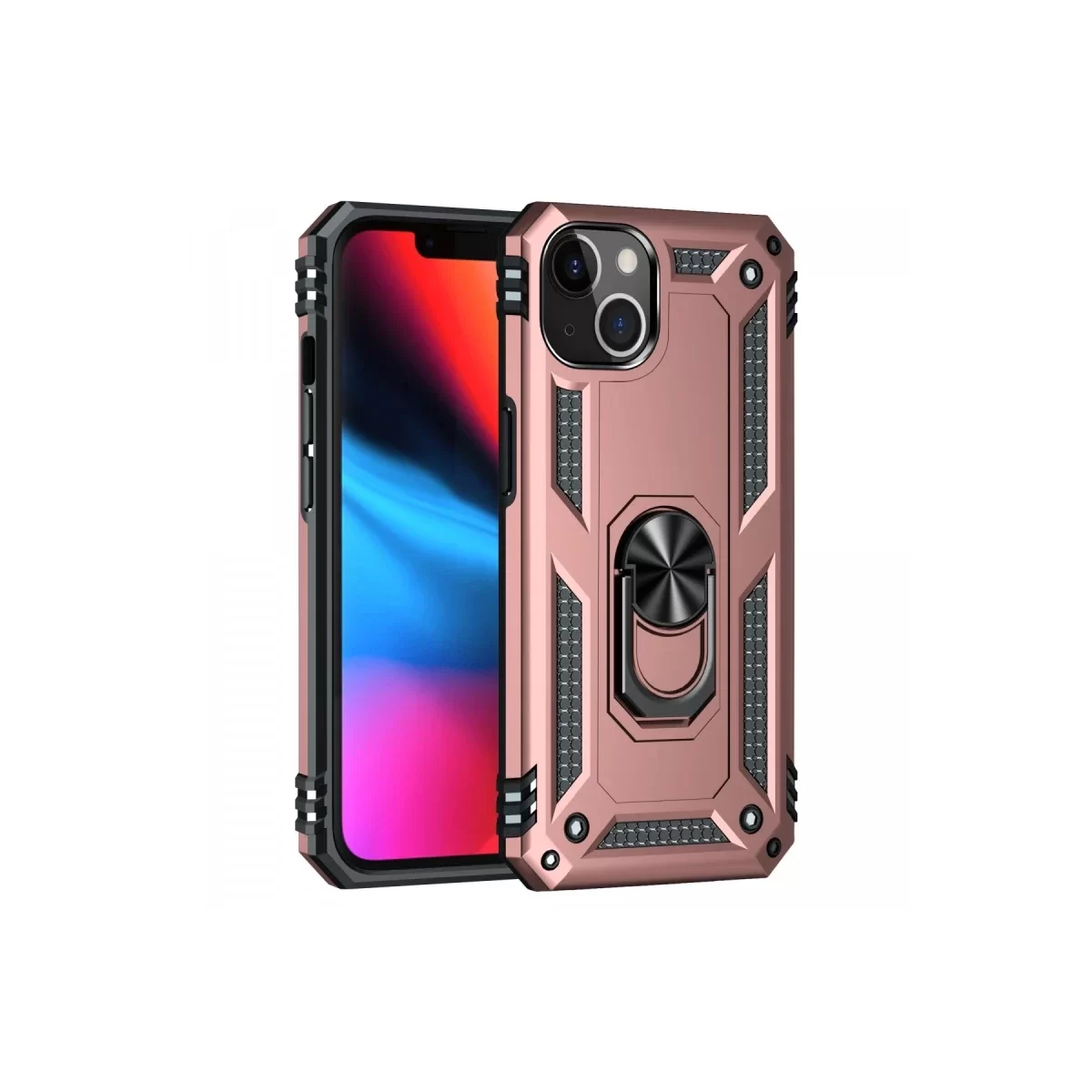 Newface Apple iPhone 14 Plus Kılıf Sofya Yüzüklü Silikon Kapak - Rose