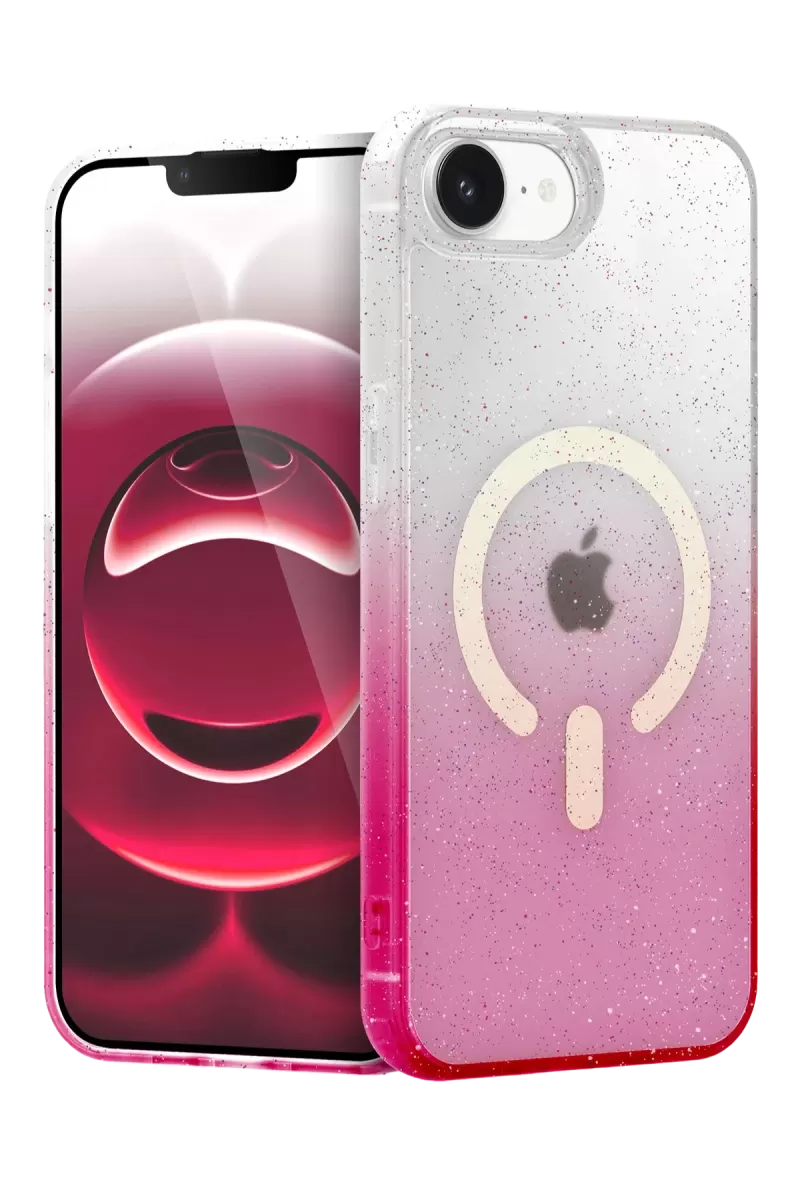Newface Apple iPhone 16E Pummel Shiny Magsafe Kapak - Pembe