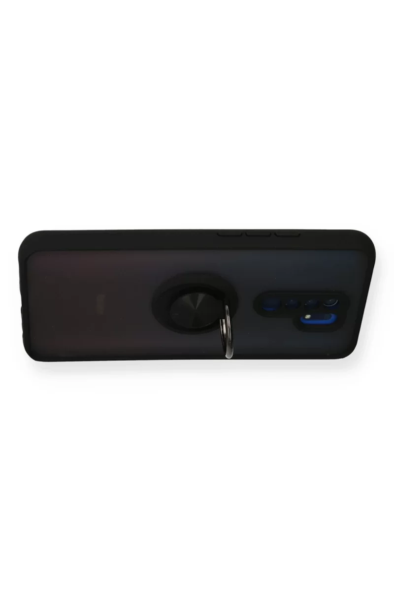 Newface Xiaomi Redmi 9 Kılıf Montreal Yüzüklü Silikon Kapak - Siyah